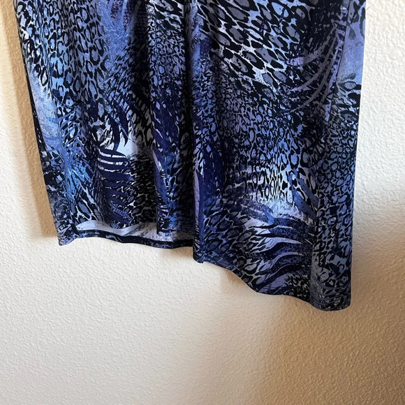 Attitudes by Renee Womens Tunic Asymmetric Duster Navy Print XS - Picture 6 of 11